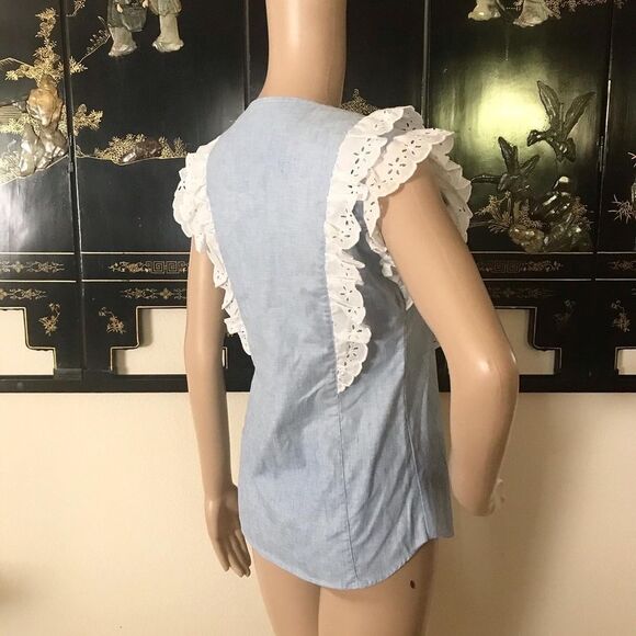FENTON 1970’s 70s Vintage Pinafore Blouse Top S M - Picture 7 of 10